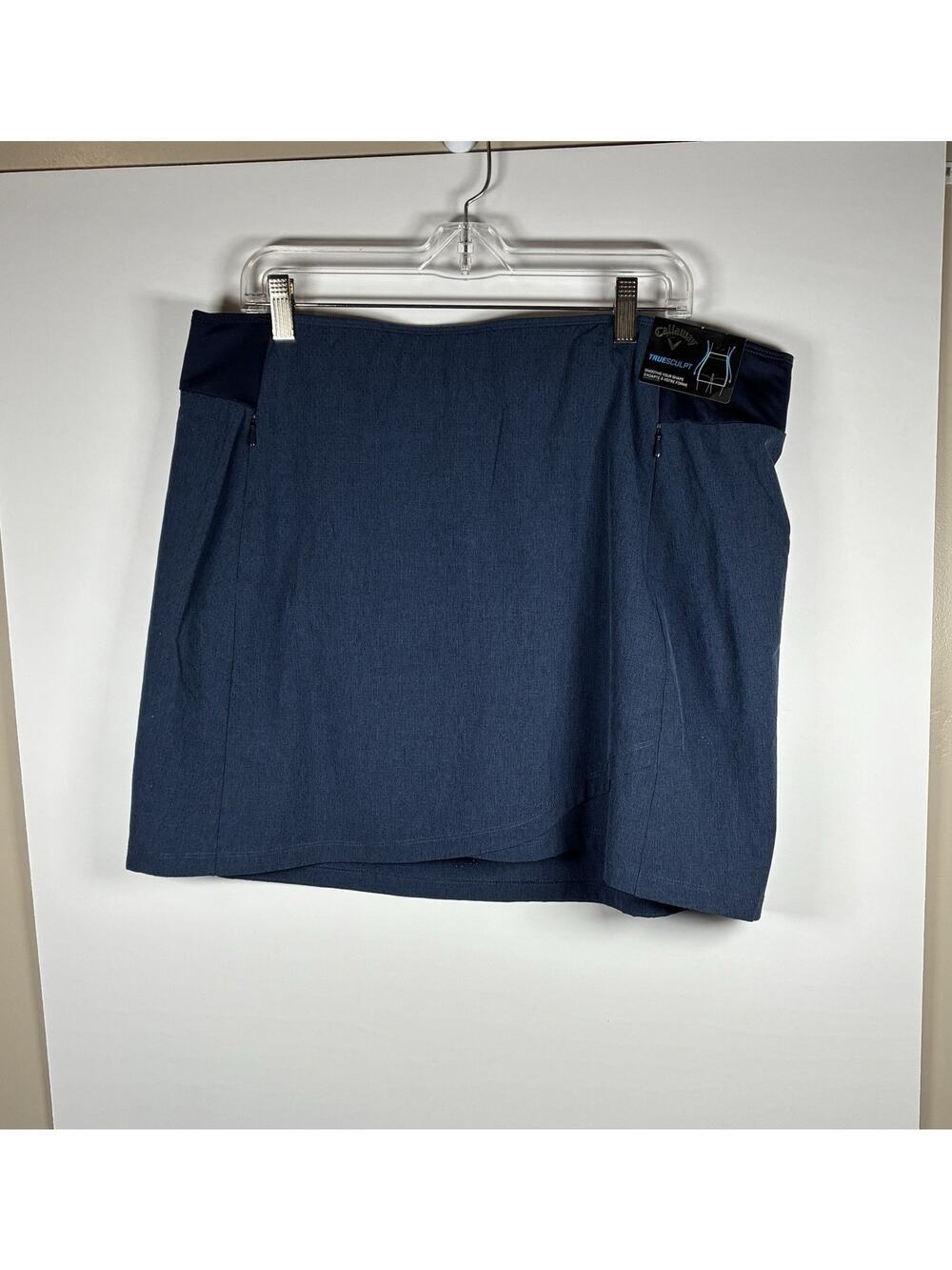 NWT Callaway TrueSculpt Women's XL Navy Golf Skort Opti-Dri Zip Pockets Tennis